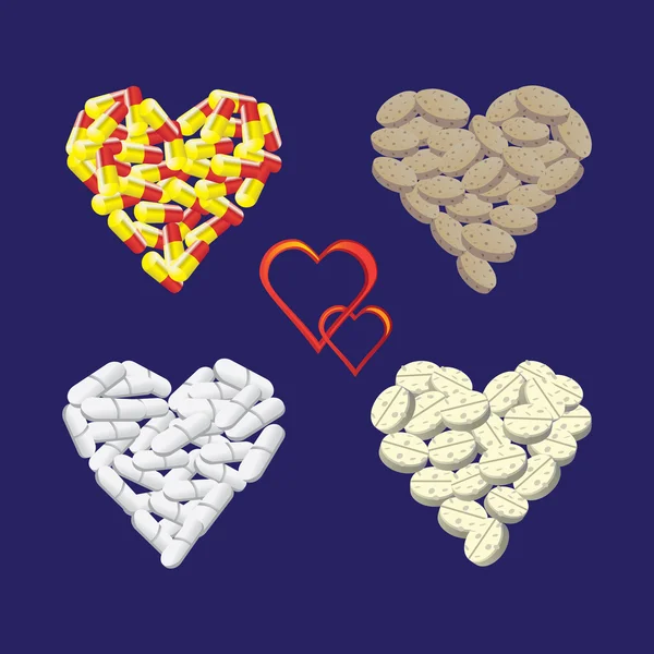 Hearts from pills — Stock Photo, Image