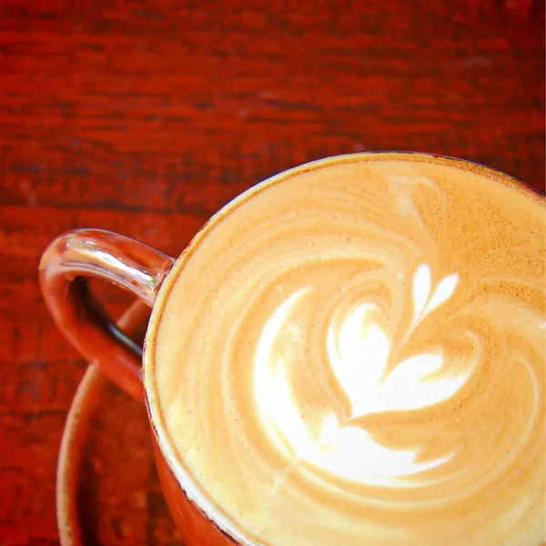 Cappuccino nebo latte káva s kopií prostor — Stock fotografie