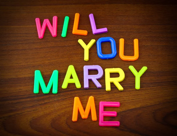 ¿Quieres casarte conmigo en cartas de juguete? —  Fotos de Stock