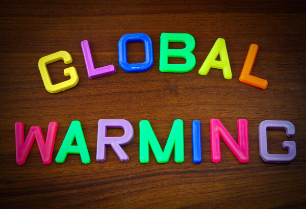 Global warming in colorful letters