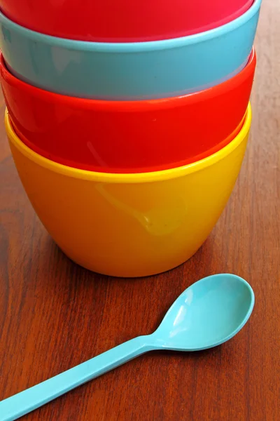 Stack of plastic bowl — Stock Photo, Image