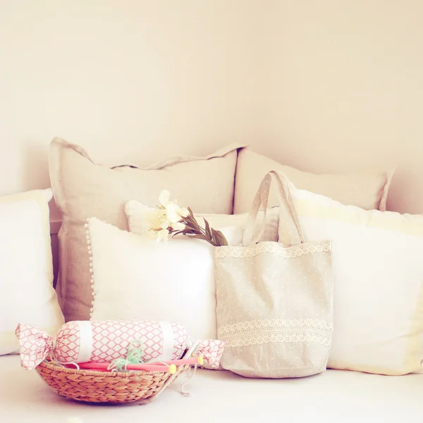 Needles and tote bag — Stock Photo, Image