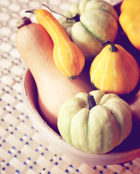 Pumpkins on bowl — Stock Photo, Image