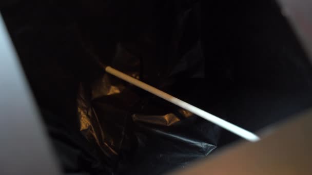 Throwing Crumpled Paper Paper Glass Paper Straw Plastic Bag Trash — Stock Video