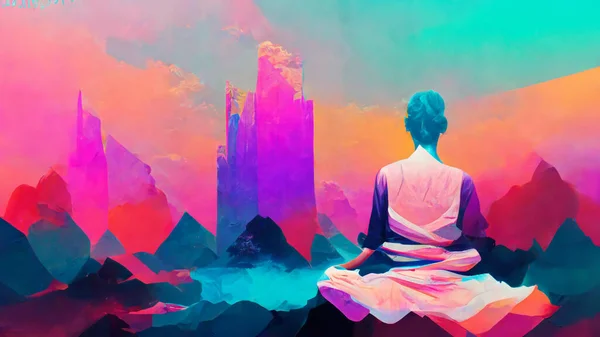 Abstract digital art paint meditation enlightenment background,  illustration design, mindful and spiritual concept