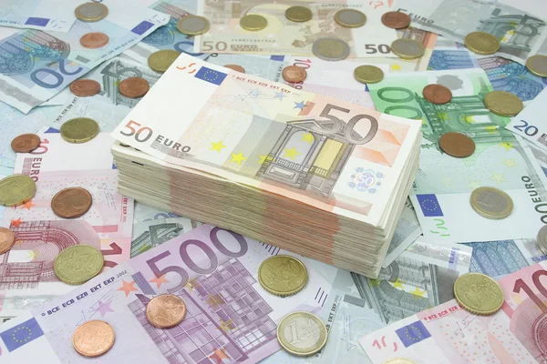 Wad of fifty euros bills — Stock Photo, Image