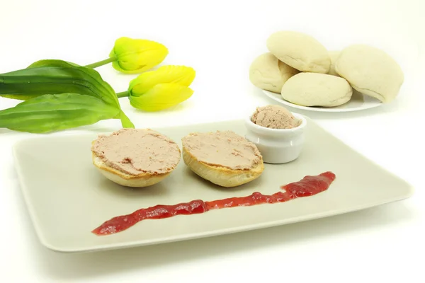 Foie gras toast breakfast — Stock Photo, Image