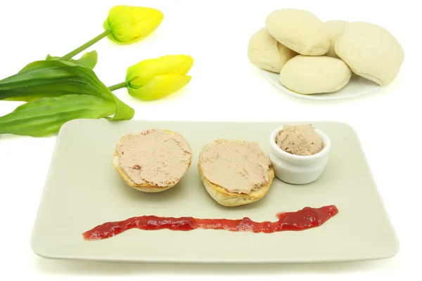 Foie gras přípitek snídaně — Stock fotografie