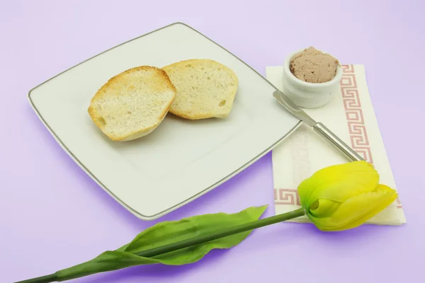 Gåslever toast frukost — Stockfoto