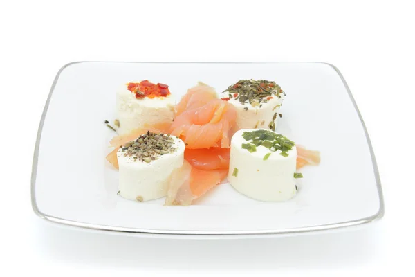 Fromage blanc aux épices et saumon Images De Stock Libres De Droits