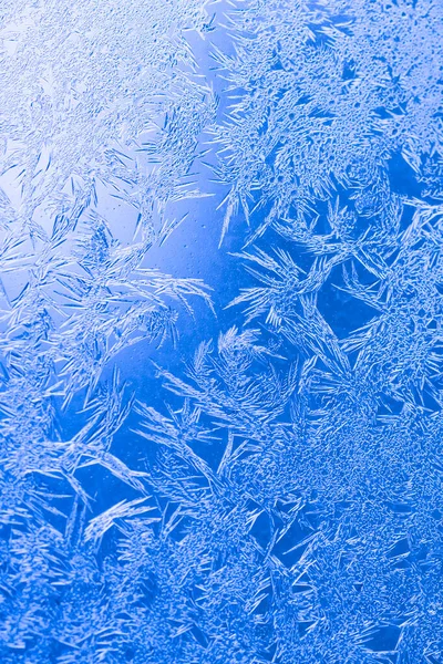 Заморожена Текстура Морозостійкі Візерунки Замерзлому Вікні Символ Різдвяного Дива — стокове фото