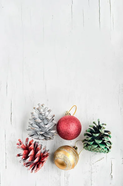 Christmas Decoration Balls Cone White Background — Stock Photo, Image
