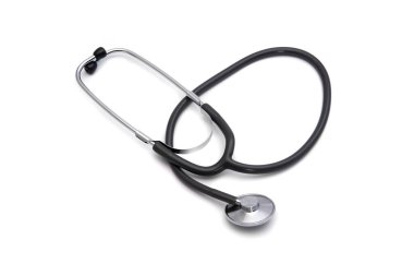 Stetoskop darbe beyaz arka plan üzerinde kontrol etmek için