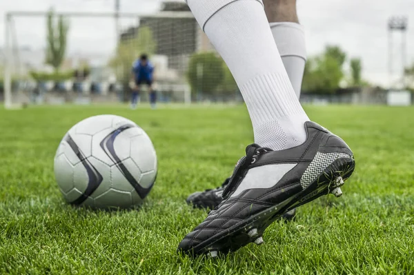 Soccer Player Foot Ball Field — Stock Photo, Image