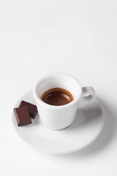 Taza Café Con Chocolate Sobre Fondo Blanco Taza Espresso — Foto de Stock