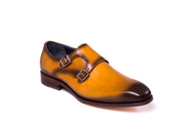 Erkekler ayakkabı izole, kahverengi, deri. beyaz arkaplanda izole.