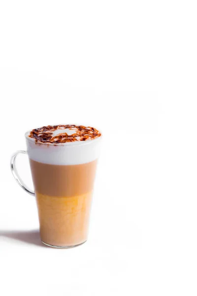 Cafe Latte Macchiato Geschichteter Kaffee Auf Weißem Hintergrund — Stockfoto