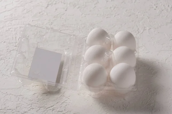 Open Box Six Whole White Eggs White Background Clipping Path — Stockfoto