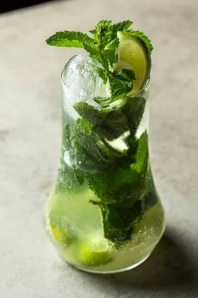Mojito Cocktail Lime Mint Highball Glass Grey Stone Background — Stock Photo, Image