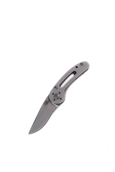 Coltello Tasca Pieghevole Sfondo Bianco — Foto Stock