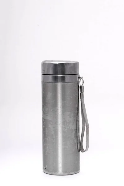 Thermos Métal Sur Fond Blanc — Photo