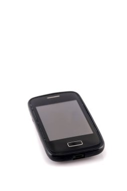 Beyaz arkaplanda boş ekran izole edilmiş klasik cep telefonu