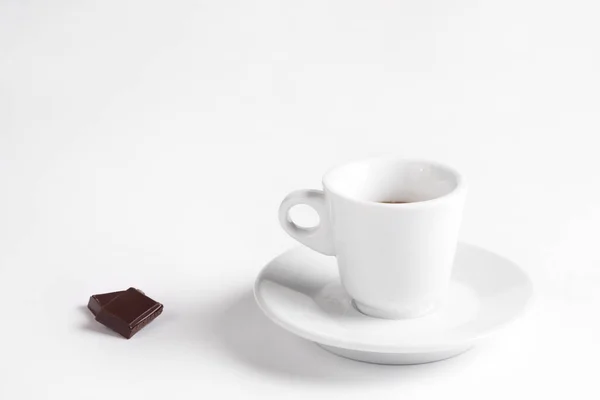 Taza Café Con Chocolate Sobre Fondo Blanco Taza Espresso — Foto de Stock