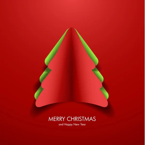 종이 크리스마스 트리로 인사말 카드 — 스톡 사진