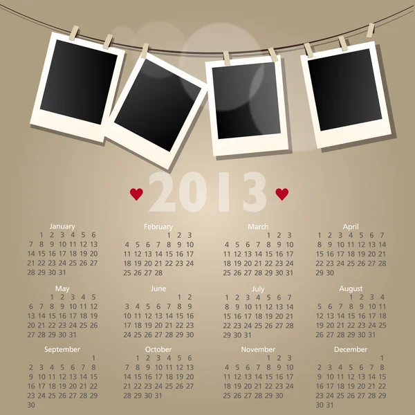  2012 calendar with polaroid photo frames