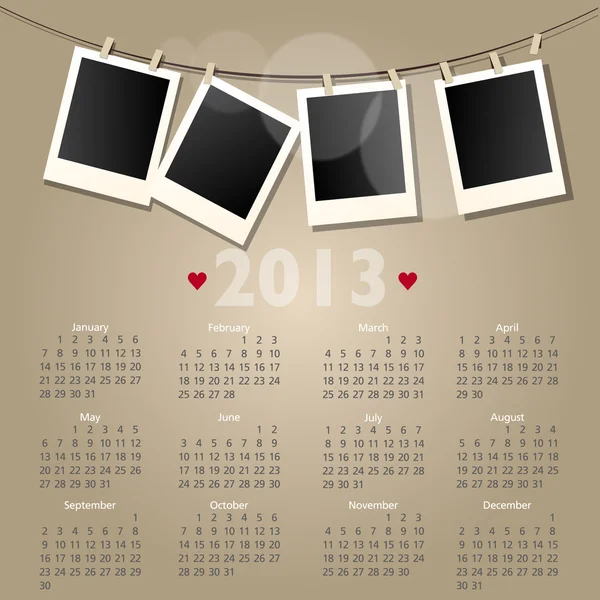 Календарь 2012 с поляроидными фоторамками — стоковое фото