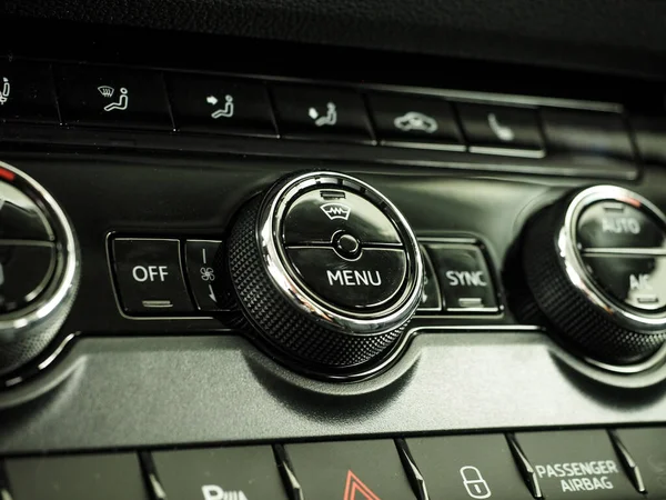 Кнопки Управления Автомобилем Климат Внутри Нового Современного Автомобиля Плита Кондиционер — стоковое фото