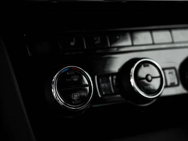Autó Vezérlőpult Gombok Éghajlat Egy Modern Autó Belsejében Kályha Légkondicionáló — Stock Fotó