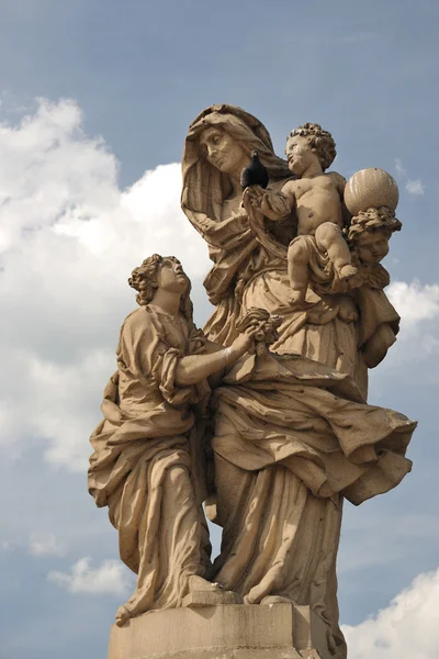 Prague - statue holy Anne from Charles bridge — Stock Photo, Image