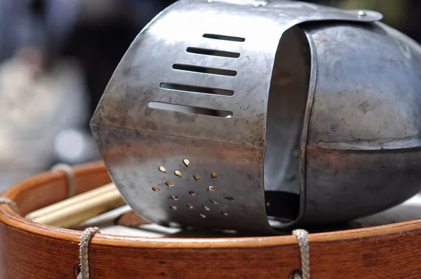 Knight's helmet and drum — Stock Photo, Image