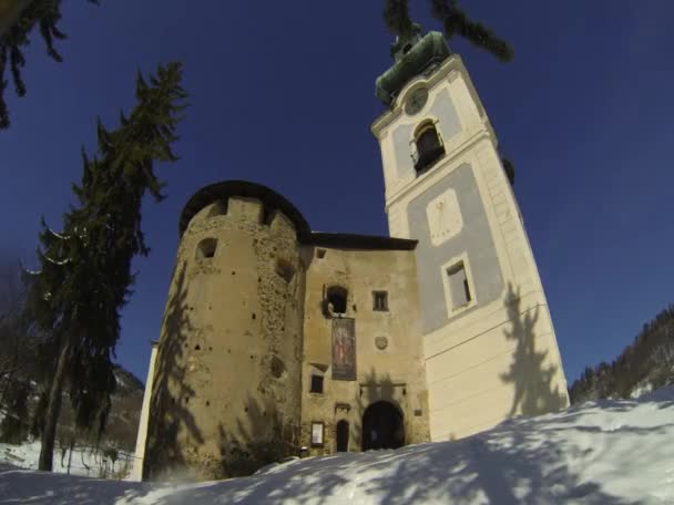 Banska stiavnica, tarihsel maden kasabası eski kale — Stok video