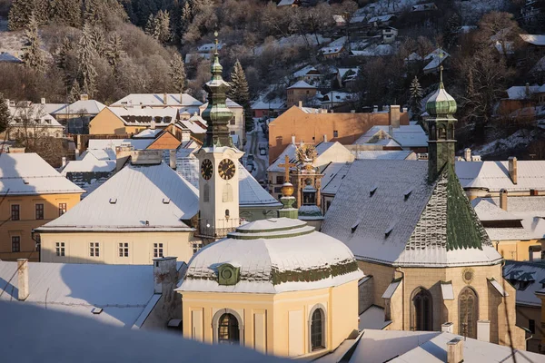 Banska Stiavnica Χειμώνα Unesco Σλοβακική Δημοκρατία — Φωτογραφία Αρχείου