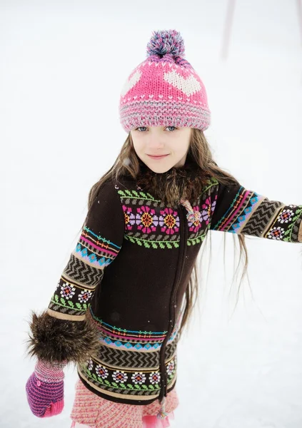 Portrét zimní bruslení dítě dívky — Stock fotografie