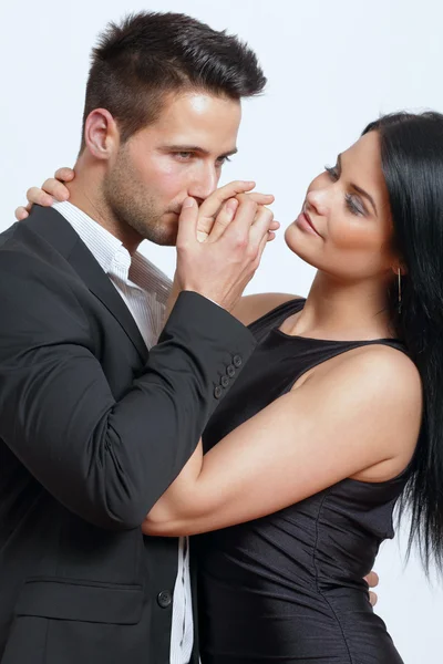 Bacio di mano da un bell'uomo — Foto Stock