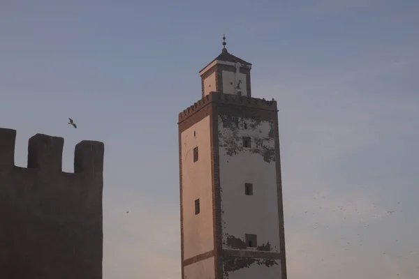 Minarete Céu Noite Essaouira Marrocos — Fotografia de Stock