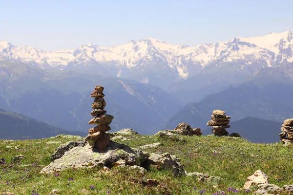 Concept Balance Harmony Stones Mountain Pyramid Stones Swaneti Georgia — Stock Photo, Image