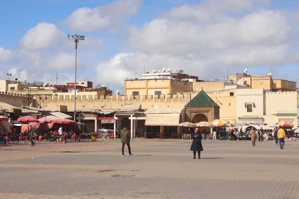 Grande Mercado Praça Cidade Velha Meknes — Fotografia de Stock