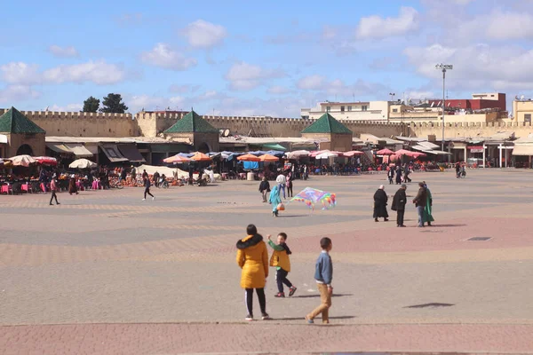 Grande Mercado Praça Cidade Velha Meknes — Fotografia de Stock