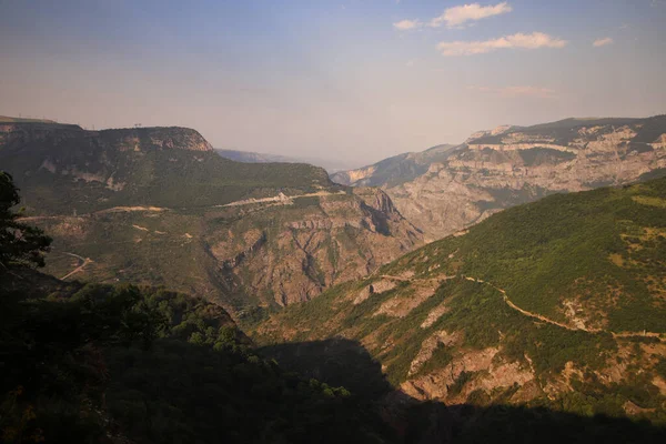 Canyon Vista Mosteiro Tatev Pôr Sol Armênia — Fotografia de Stock