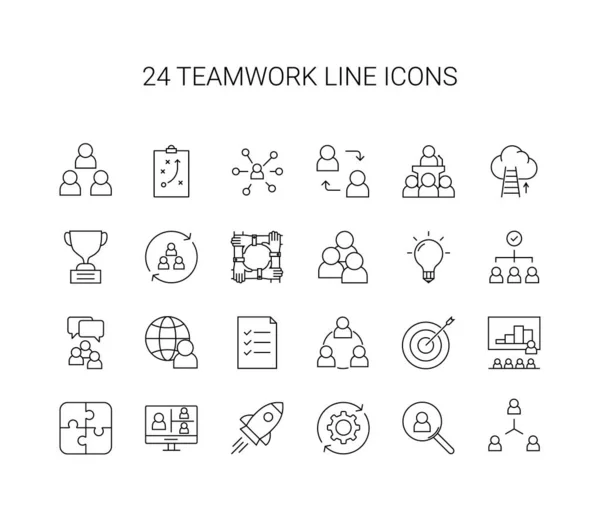 Line Icon Set Teamwork Pack Vector Illustration — Stok Vektör