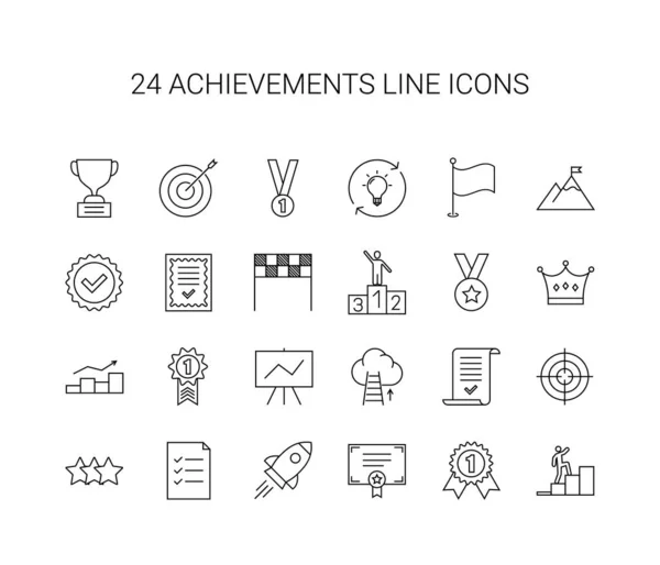 Line Icon Set Achievements Pack Vector Illustration — Archivo Imágenes Vectoriales