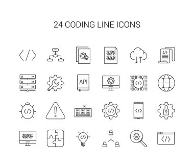 Line icon set. Coding pack. Vector Illustration