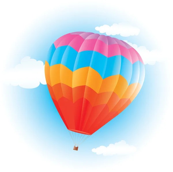 Balão de ar quente colorido no céu azul —  Vetores de Stock