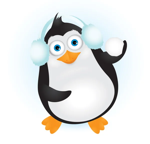 Mignon pingouin dans les écouteurs — Image vectorielle