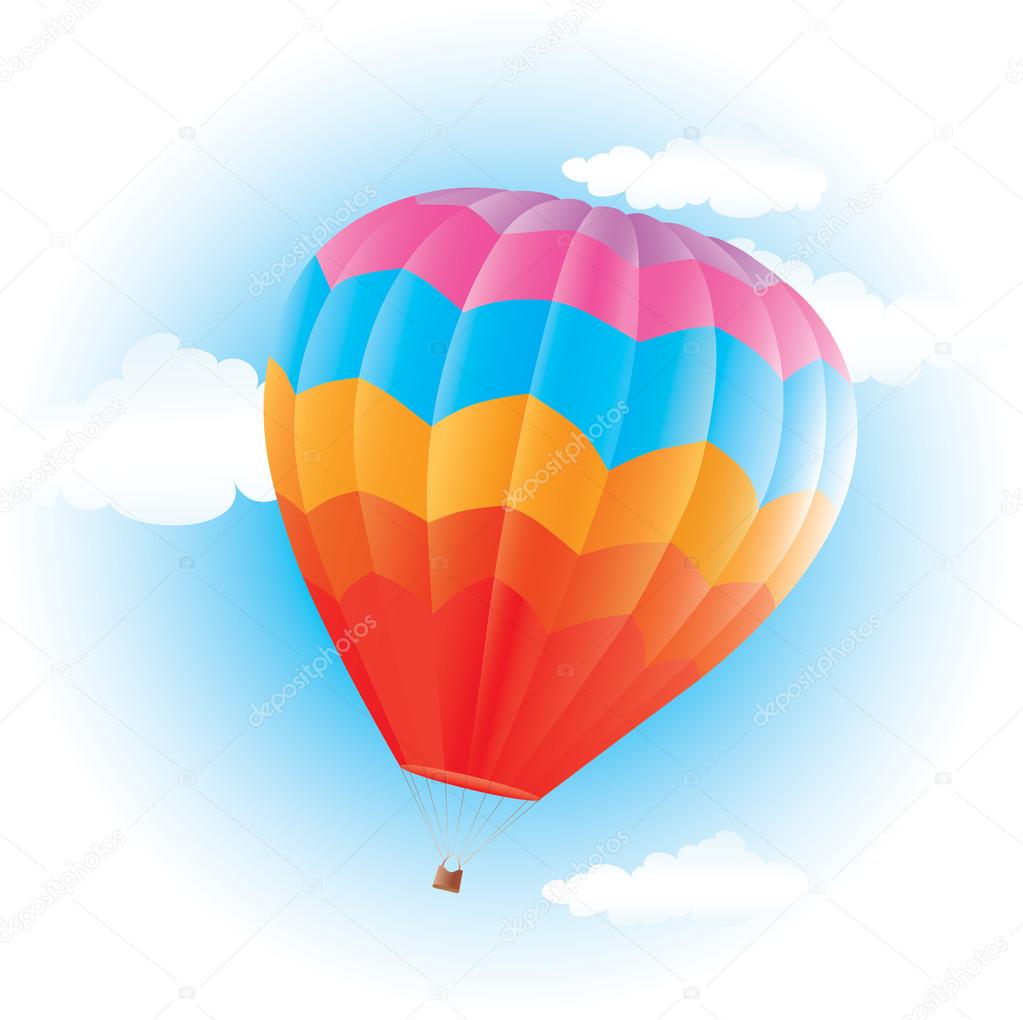 Colorful hot air balloon on blue sky