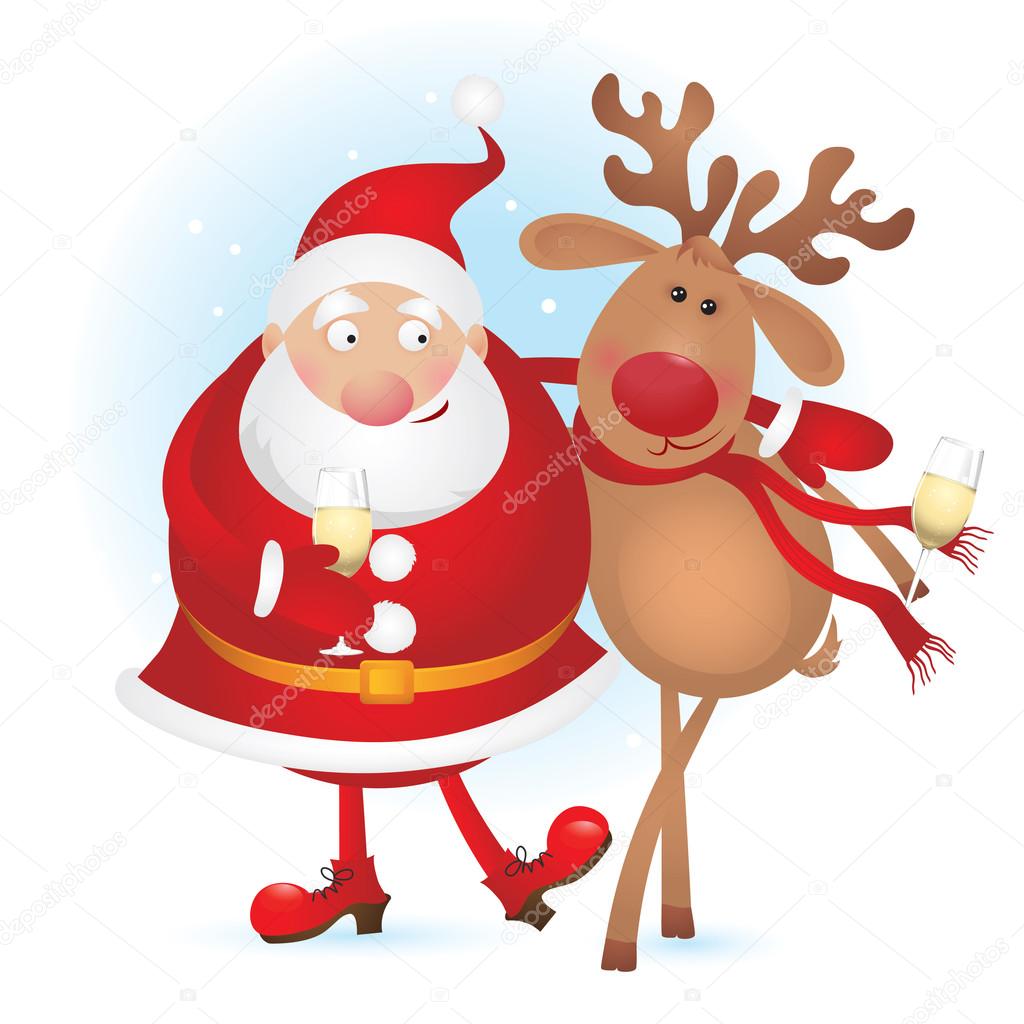 Santa and reindeer — Stock Vector © yukitama #28862403